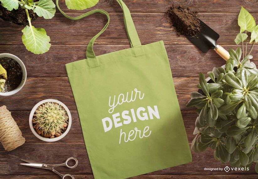 Tote bag gardening mockup composition Tote bag gardening mockup composition