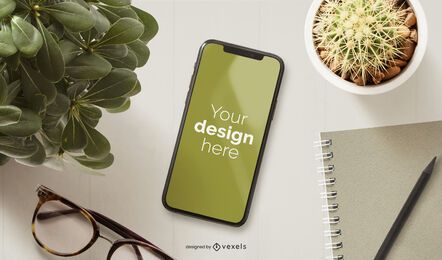 Iphone plants mockup composition