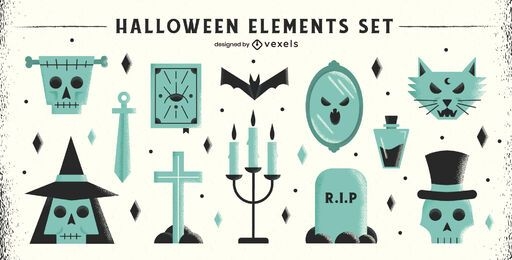 Pacote de elementos planos de Halloween