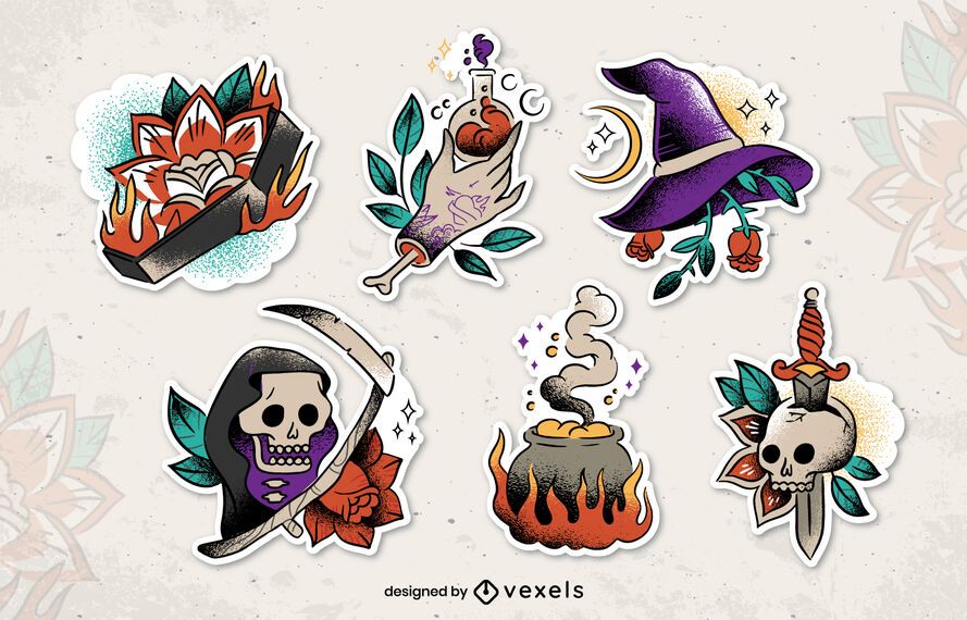 Halloween Old School Sticker Pack Halloween Old School Sticker Pack