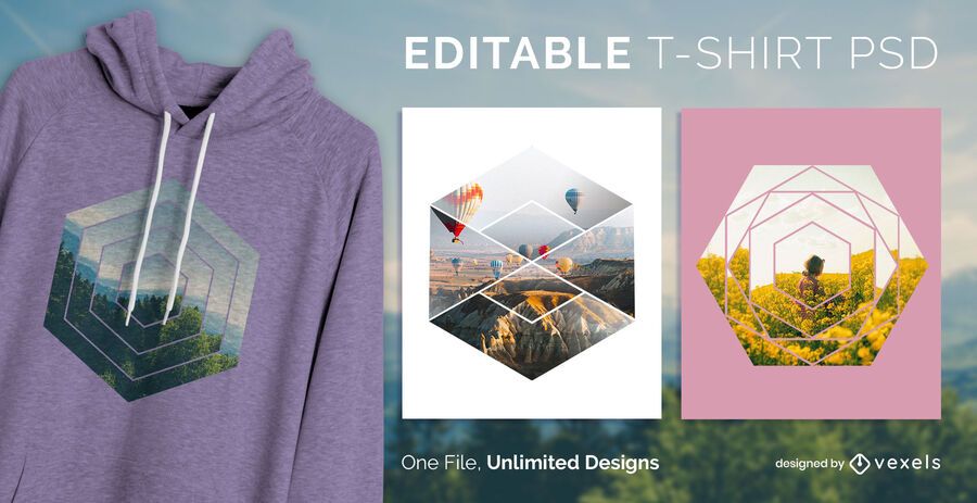 Hexagon scalable t-shirt psd Hexagon scalable t-shirt psd