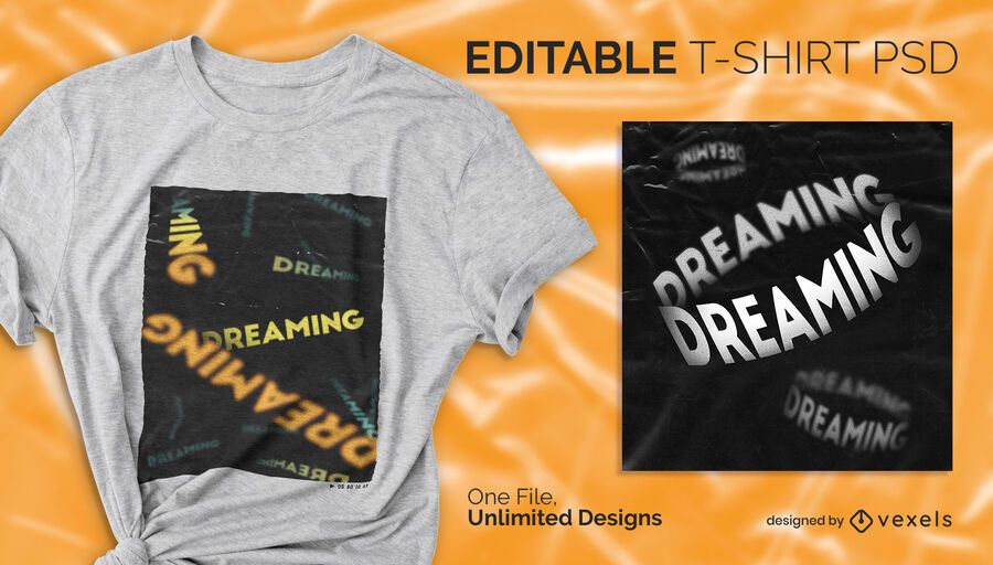 T-shirt escalável com texto decrescente psd T-shirt escalável com texto decrescente psd