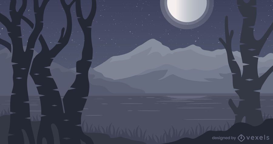 Forest Night Background Design Vector Download