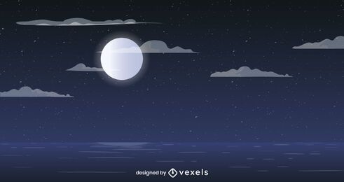 Full moon ocean background design Full moon ocean background design