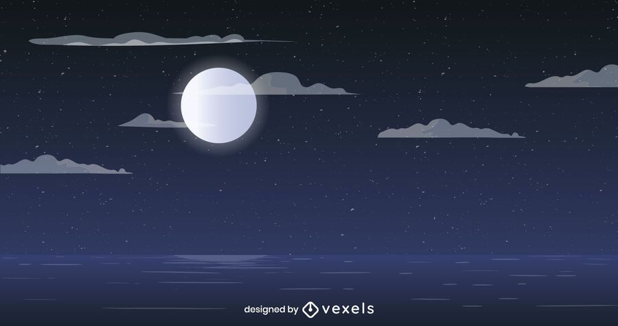 Diseño de fondo de océano de luna llena Diseño de fondo de océano de luna llena