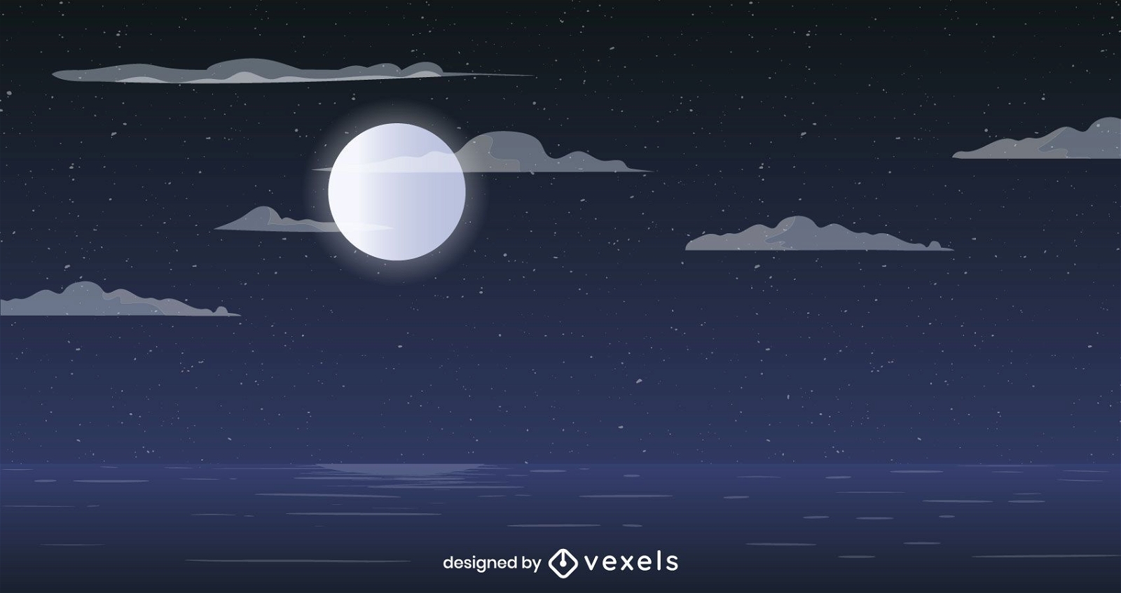 Full moon ocean background design