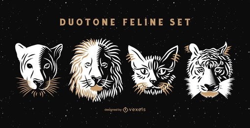 Duotone feline set 