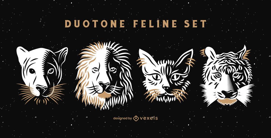 Duotone feline set Duotone feline set