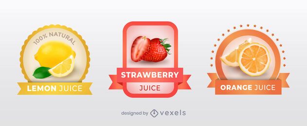 Conjunto de etiquetas de jugo realista Conjunto de etiquetas de jugo realista