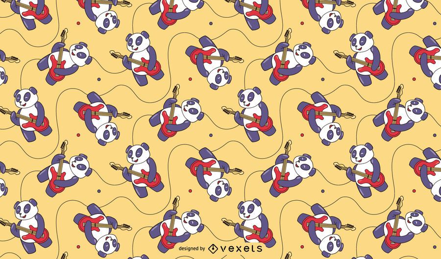 Diseño de patrón de guitarrista de Panda Diseño de patrón de guitarrista de Panda