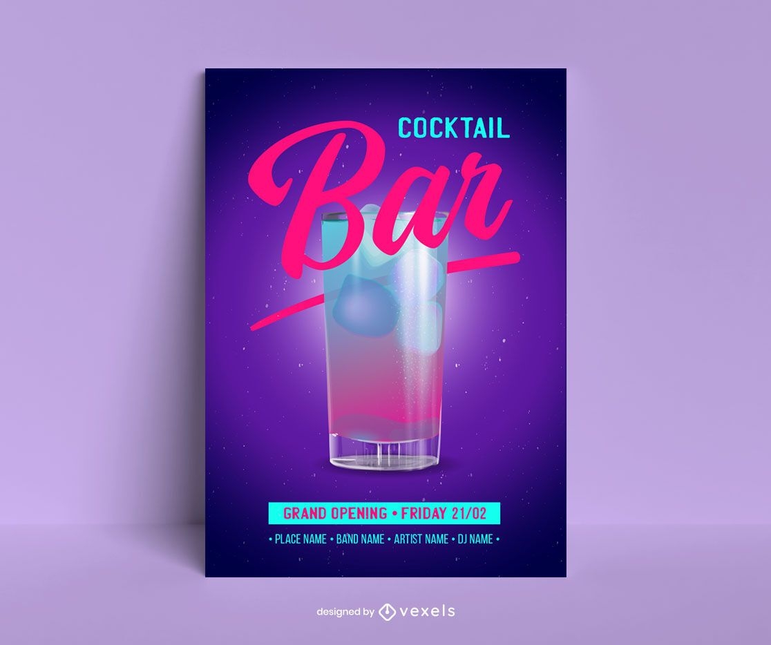 New cocktail bar poster template