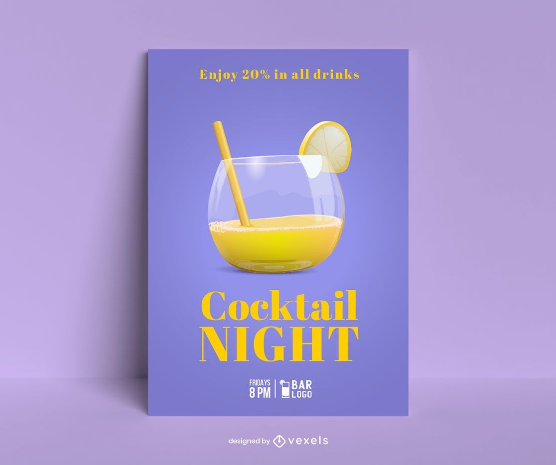 Cocktail Nacht Poster Vorlage