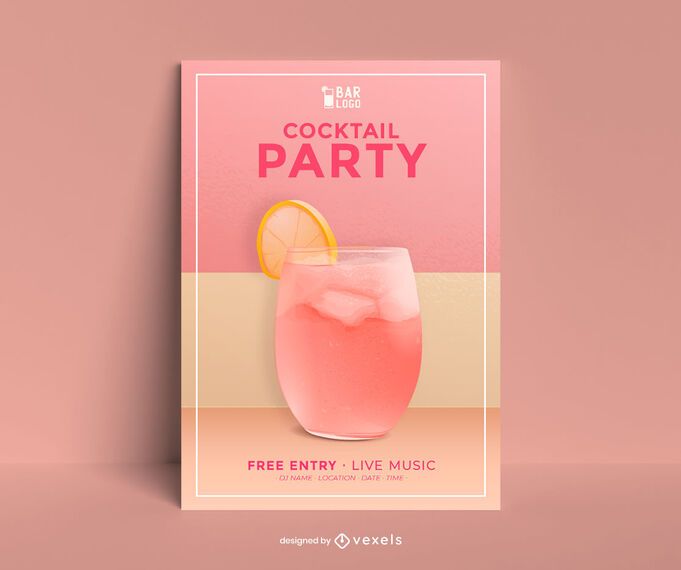 Cocktail Party Poster Template Vector Download