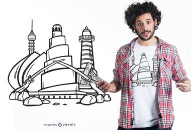 Diseño de camiseta de monumentos de Irak Diseño de camiseta de monumentos de Irak