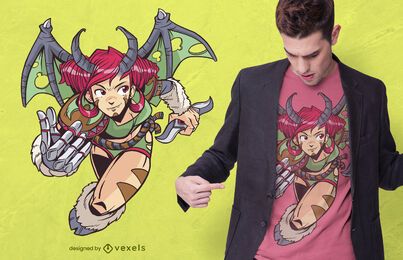 Anime demon girl t-shirt design Anime demon girl t-shirt design
