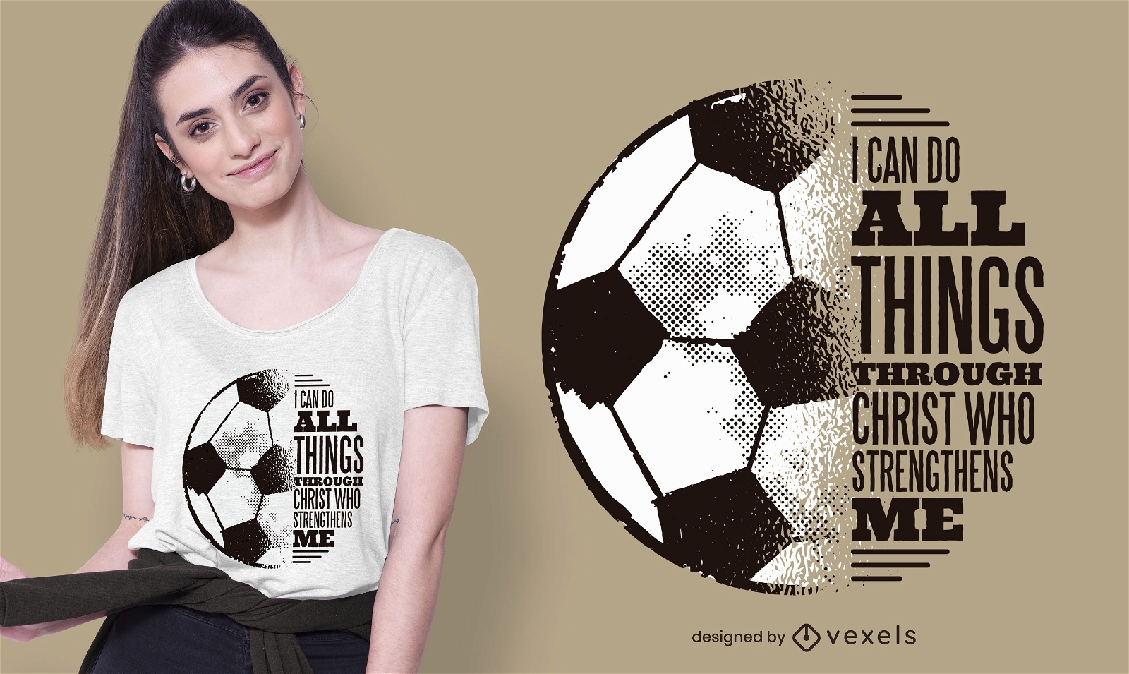 Design de t-shirt de cita??o de Cristo do futebol