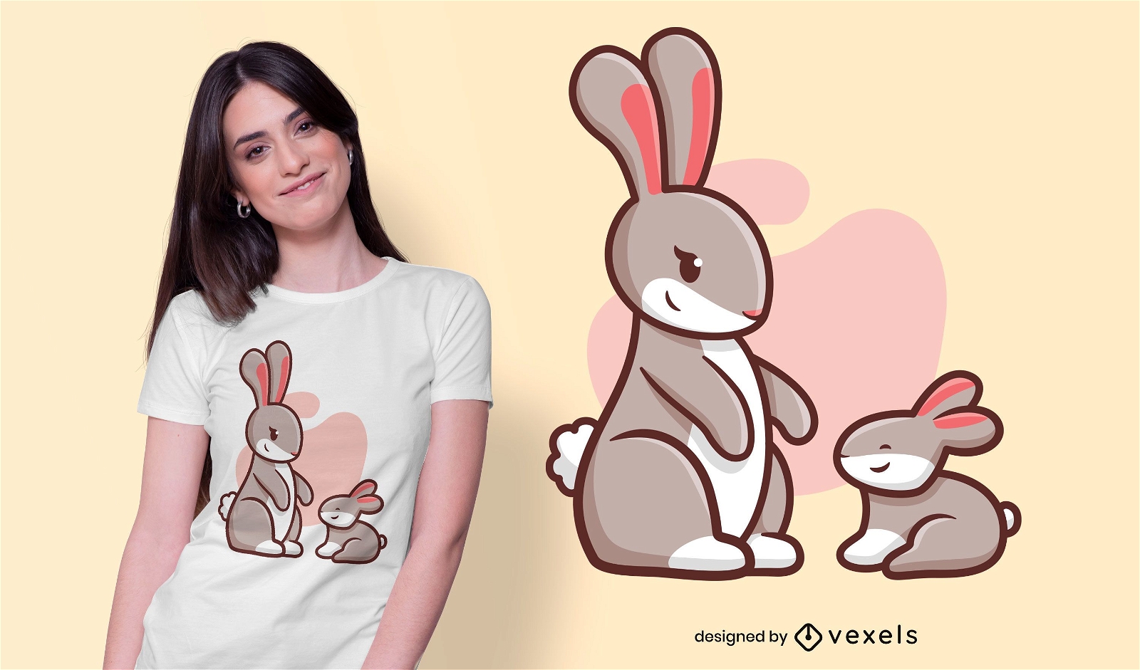 Design de camisetas para a família do coelho