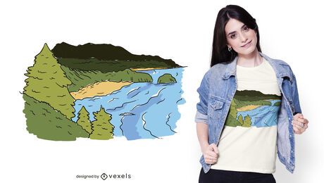 Diseño de camiseta de la costa del océano Diseño de camiseta de la costa del océano