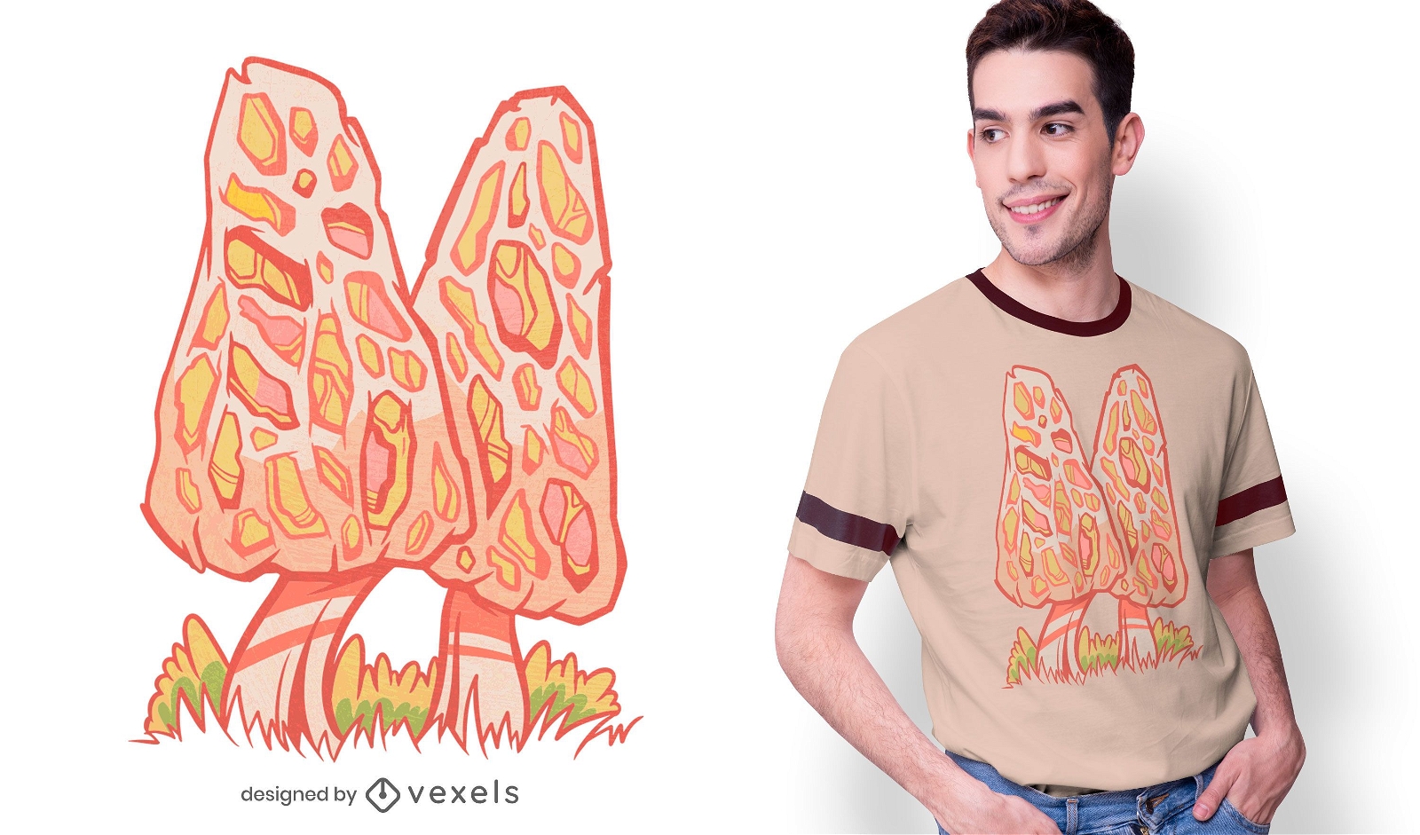 Design de camisetas cogumelos Morel