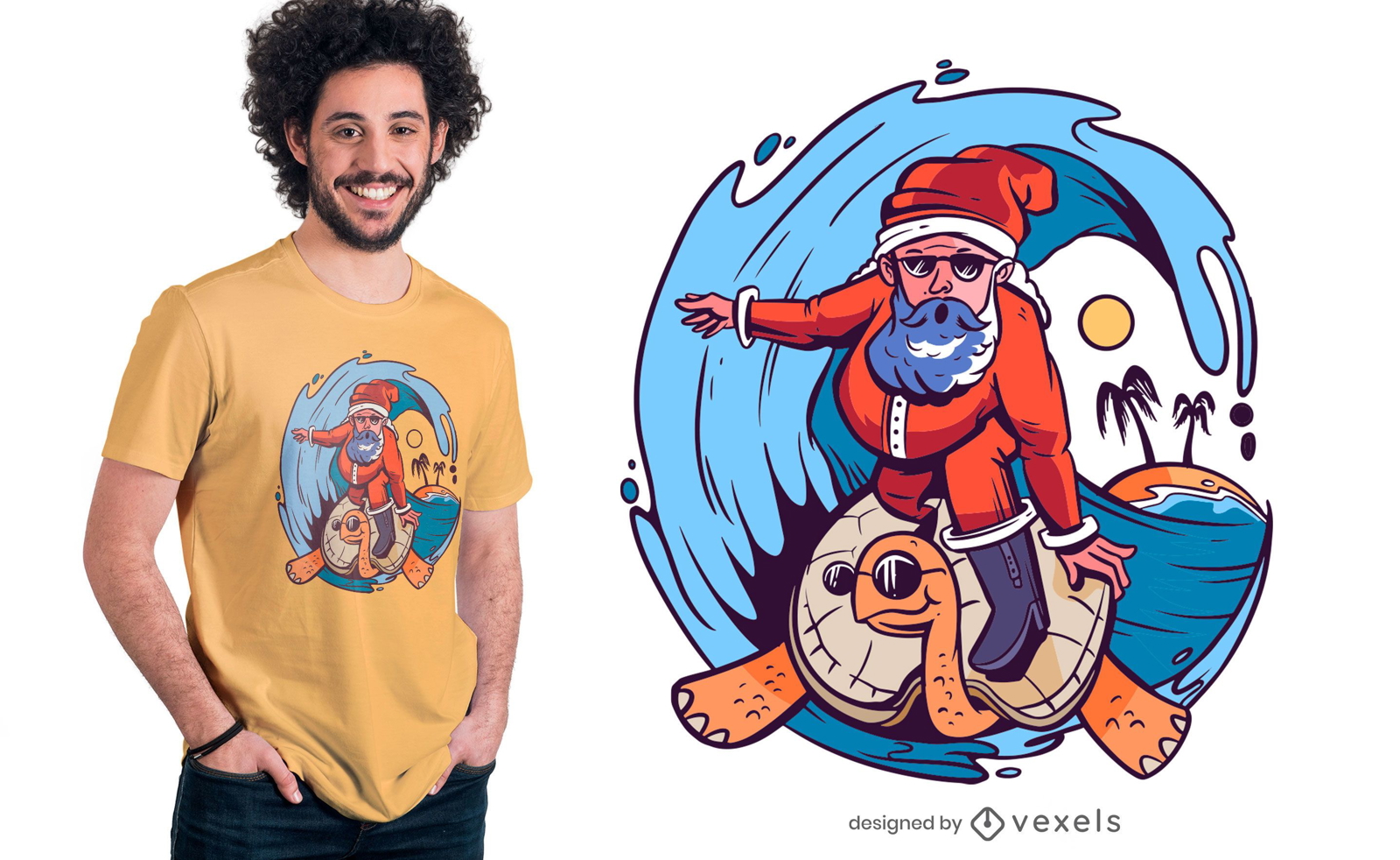 Design de t-shirt de surf do Pai Natal