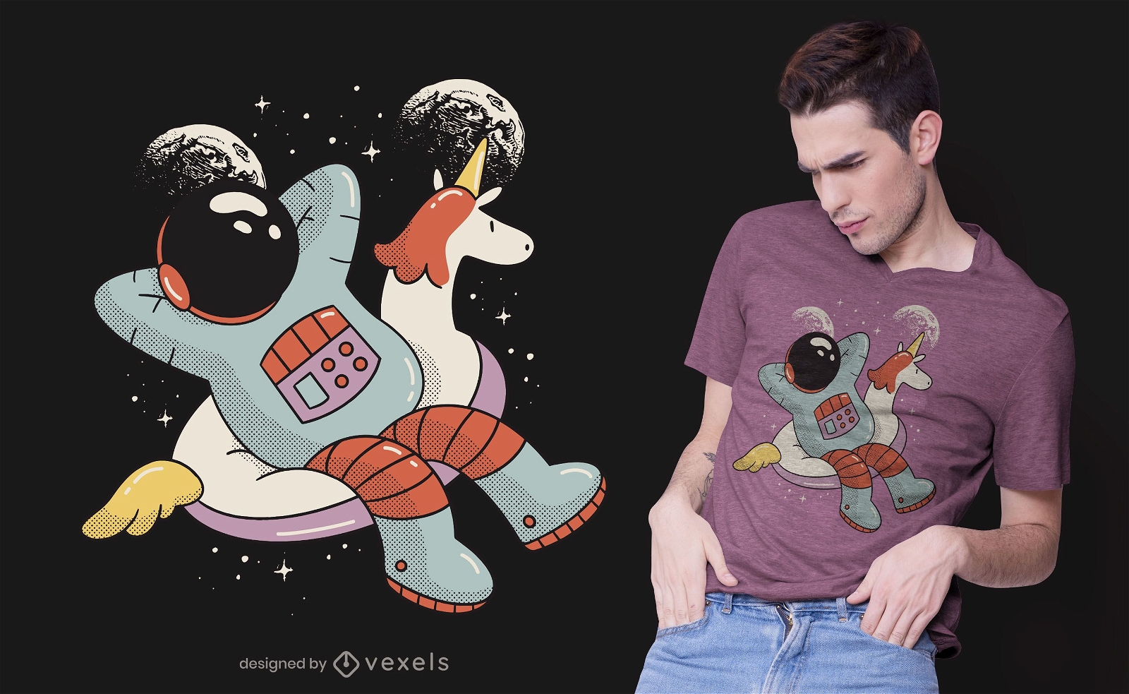 Design de camiseta de astronauta arrepiante