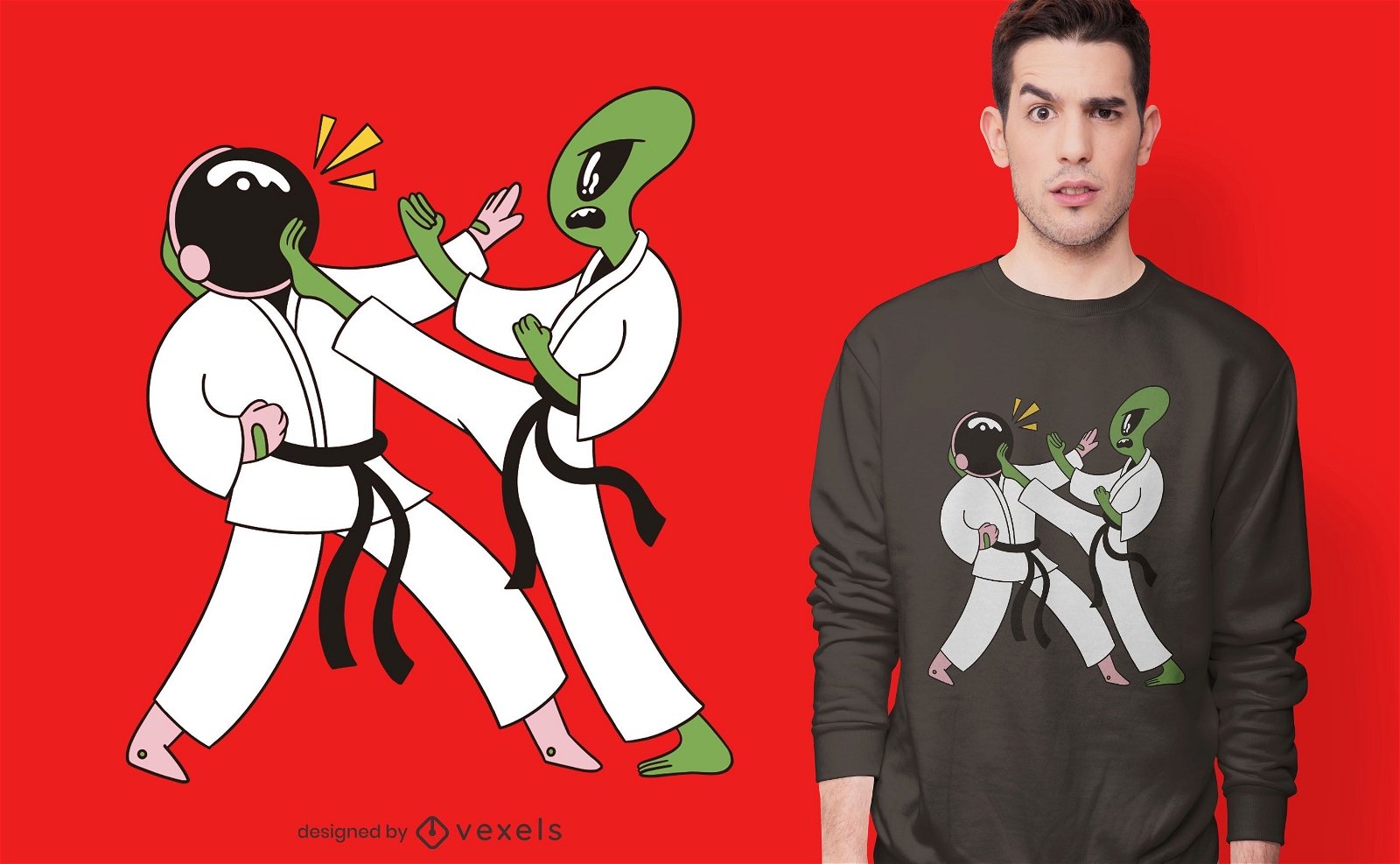 Dise?o de camiseta de karate espacial.