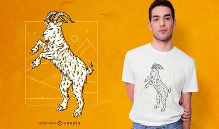 Diseño de camiseta de cabra con patas traseras.