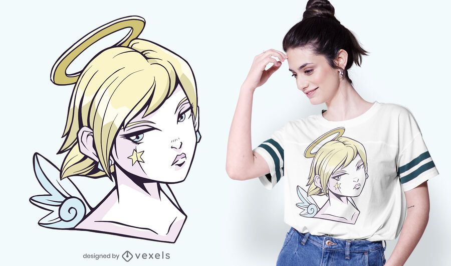 Anime angel girl t-shirt design Anime angel girl t-shirt design