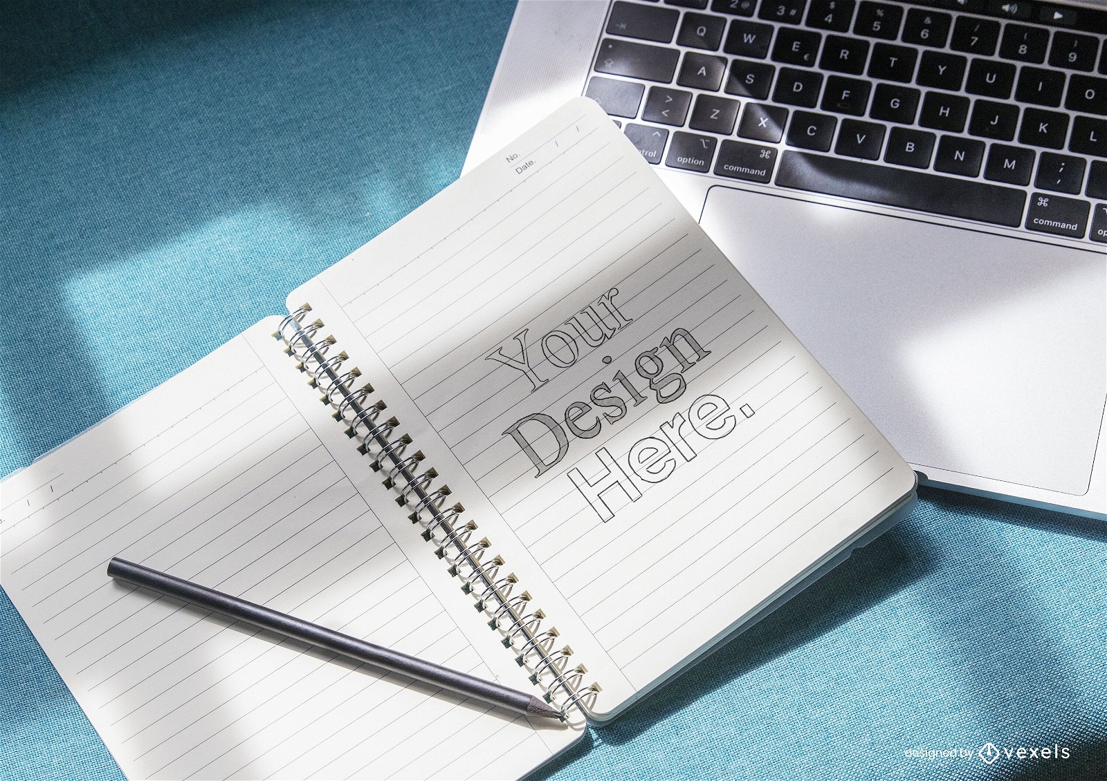 Open notebook laptop mockup design