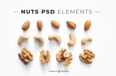 Nuts psd elements for mockups