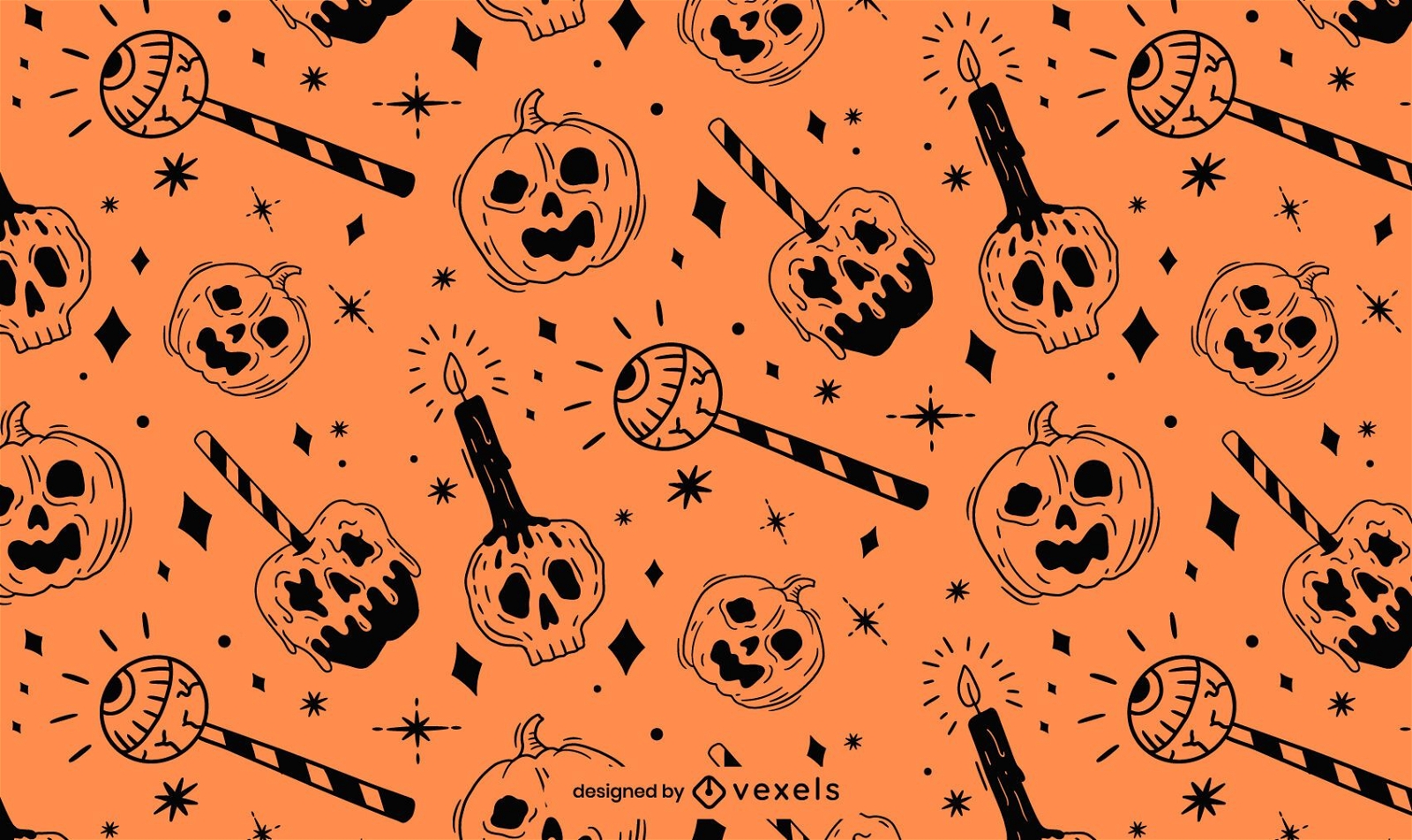Orange schwarzer Halloween-Musterentwurf