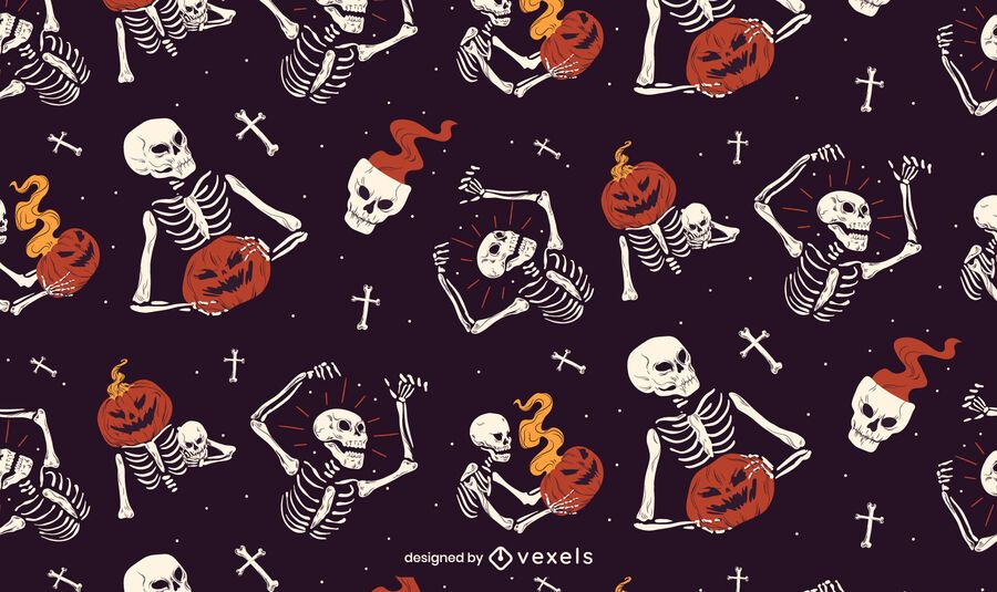 Diseño de patrón de esqueleto de Halloween Diseño de patrón de esqueleto de Halloween