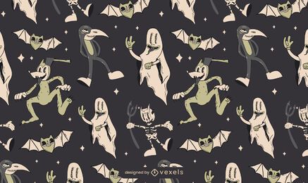 Diseño de patrón de Halloween Spooky Vintage