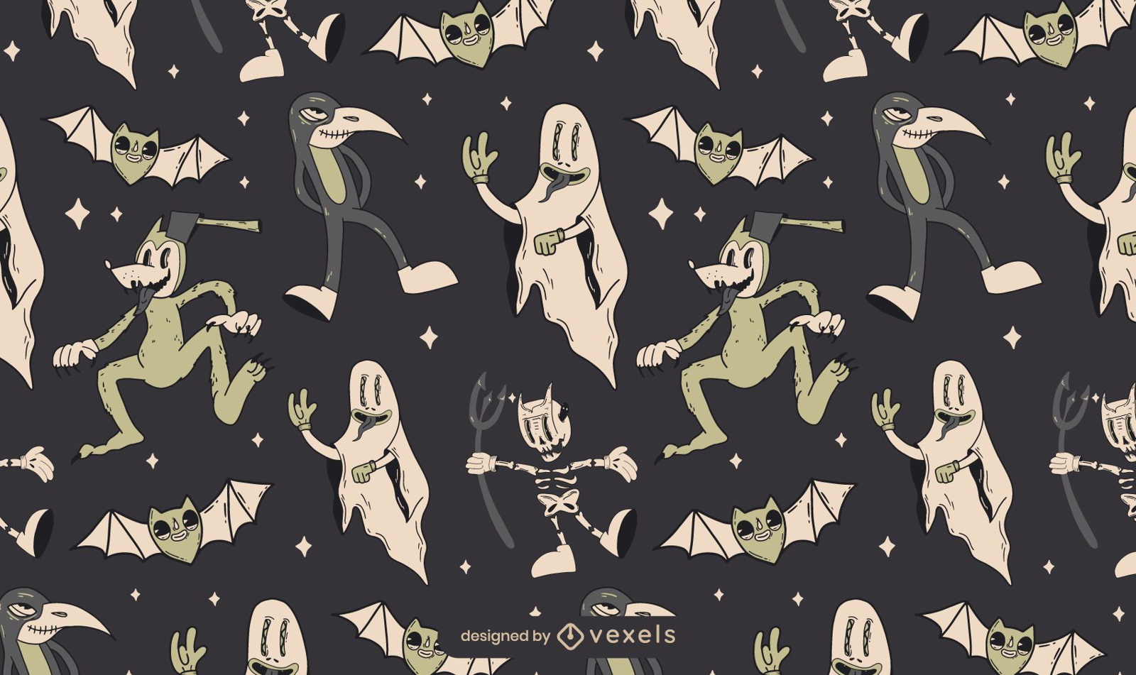 Spooky Vintage Halloween Pattern Design Vector Download