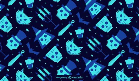 Halloween flat elements pattern design
