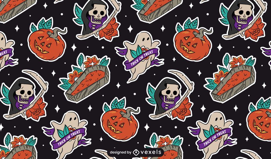 Halloween sticker elements pattern design Halloween sticker elements pattern design