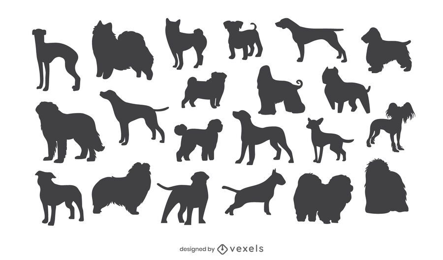 Dog breed silhouette set Dog breed silhouette set