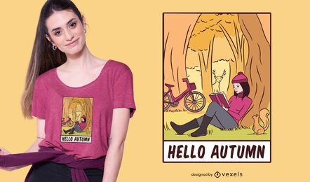 Hola diseño de camiseta de otoño