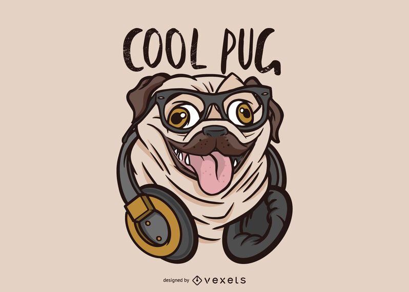 Cool Pug Dog Illustration Cool Pug Dog Illustration