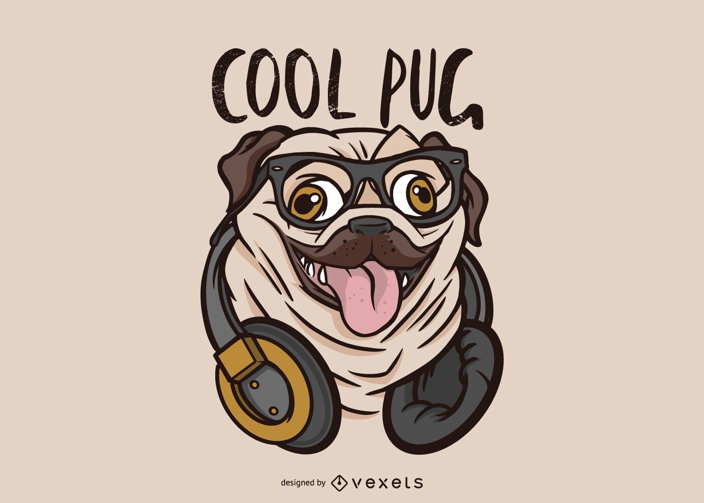 Cool Pug Dog Illustration