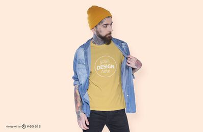 Projeto da maquete do modelo da camiseta do gorro