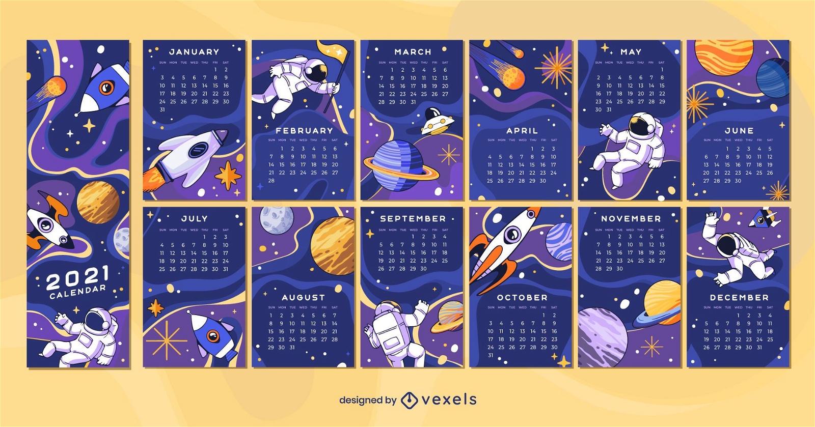 Diseño de calendario Space 2021