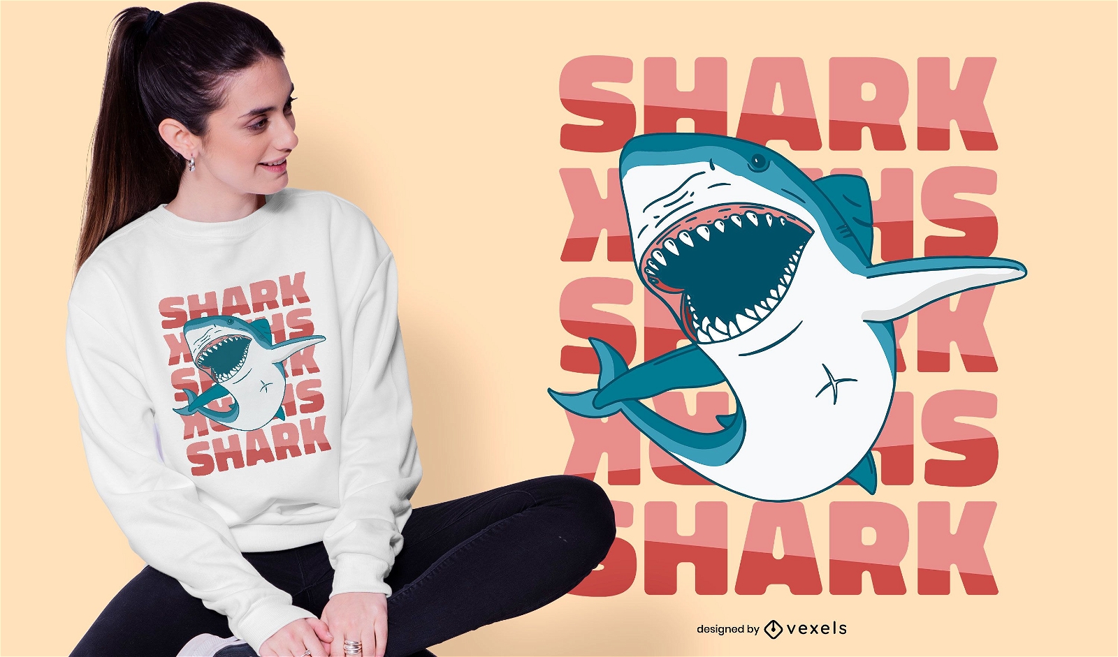 Shark swimming t-shirt design