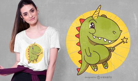 Design de camiseta T-rex unicórnio