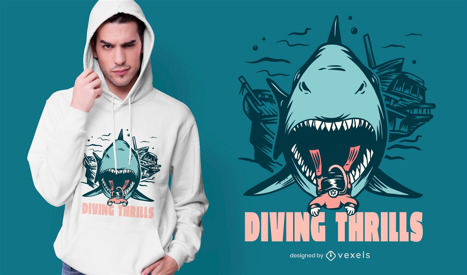 Design de camisetas emocionantes de mergulho