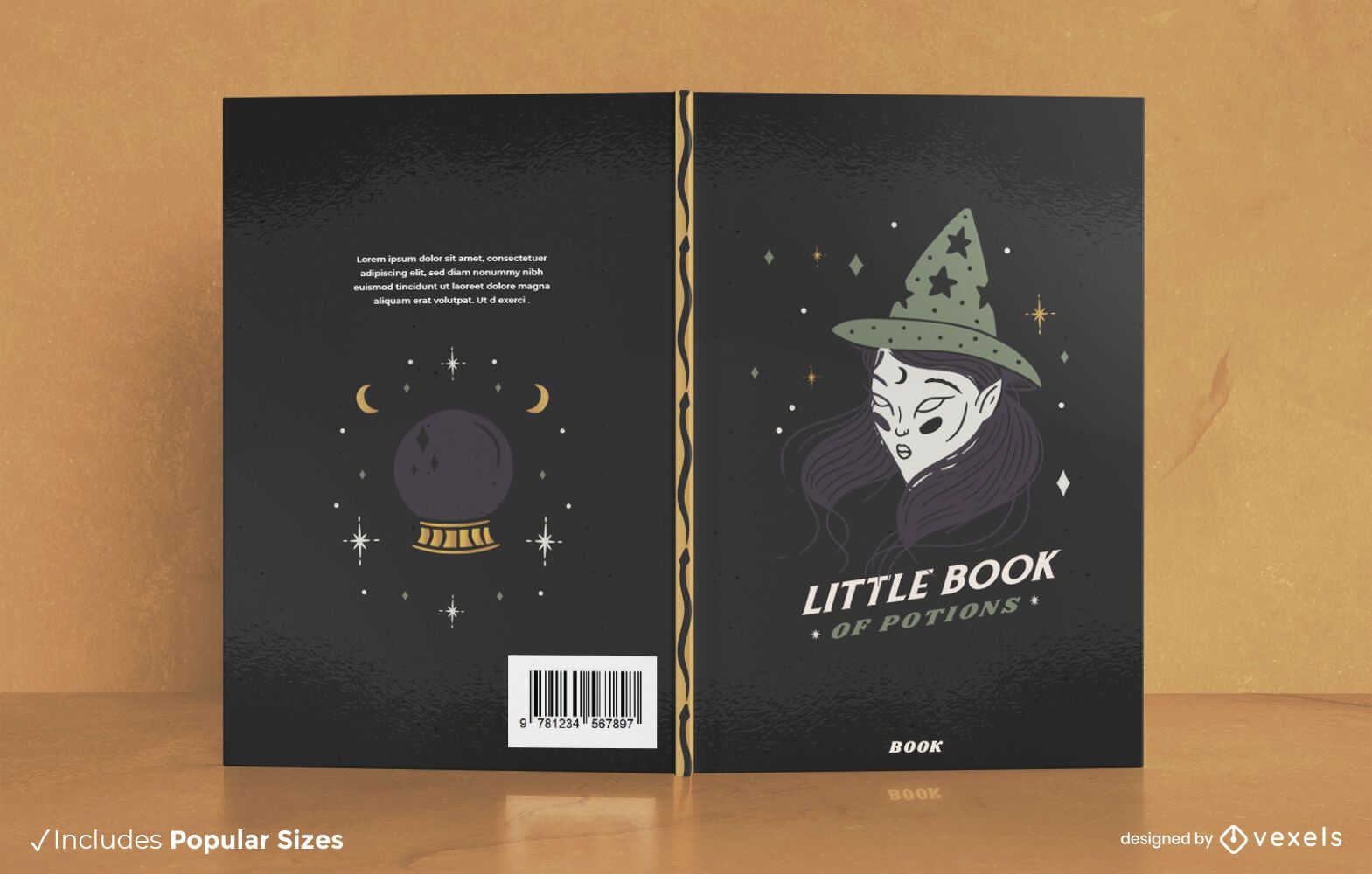 Design de capa de livro de Halloween para livro de poções