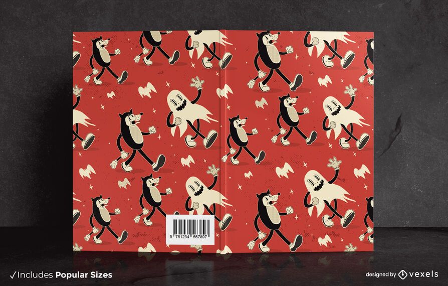 Design de capa de livro de personagens vintage de Halloween Design de capa de livro de personagens vintage de Halloween