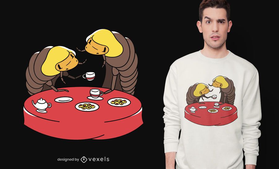 Woodlice tea party t-shirt design Woodlice tea party t-shirt design