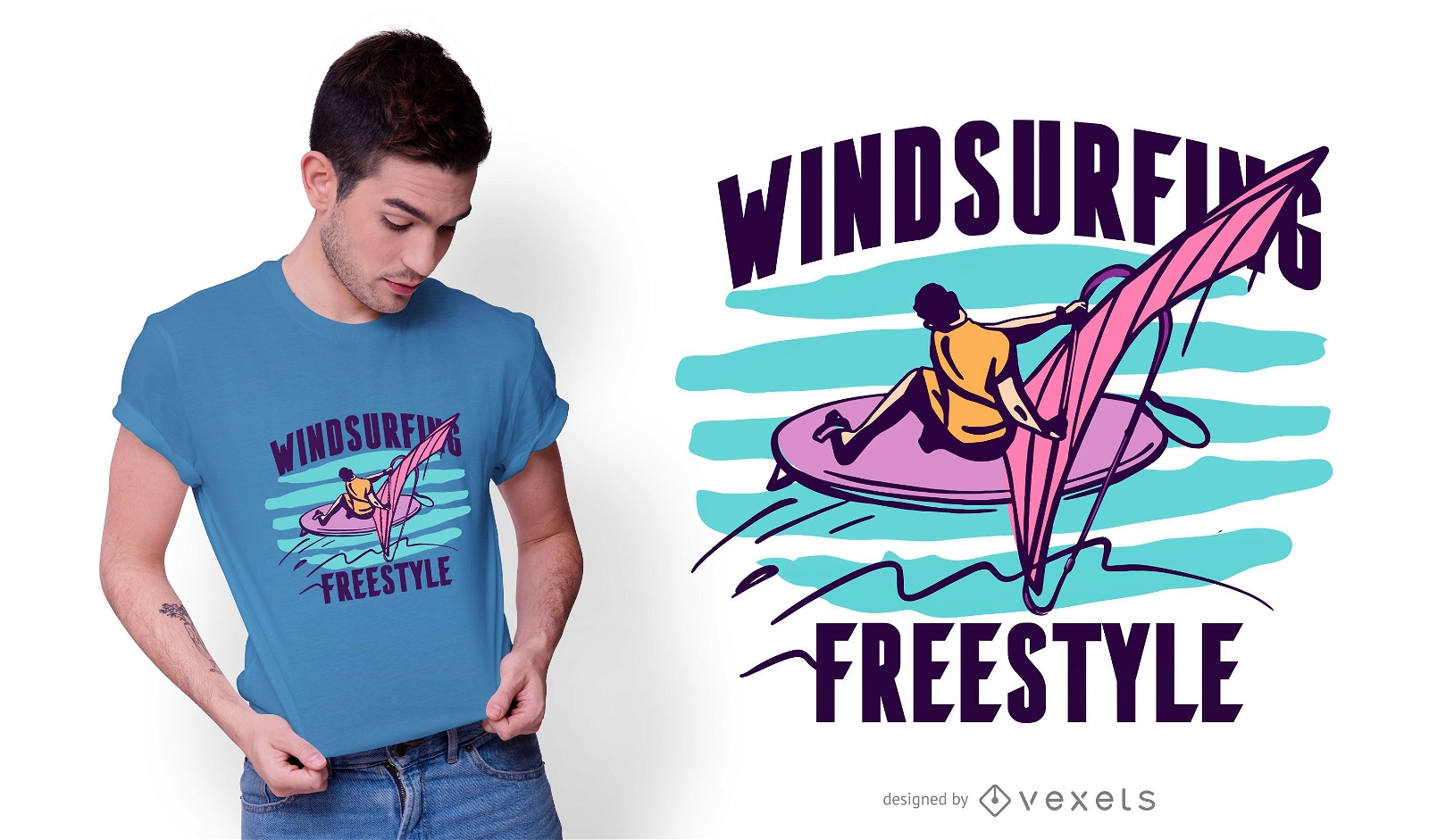 Design de camiseta estilo livre para windsurf