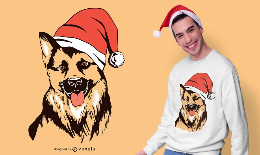 Christmas German Shepherd T-shirt Design Christmas German Shepherd T-shirt Design